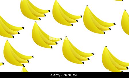 Vektordarstellung eines nahtlosen Sommermusters mit gelb geschälten und ungeschälten Bananen, isoliert auf hellblauem Hintergrund, Cartoon-Textur für Stoff, Pa Stock Vektor