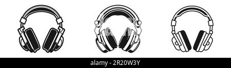 Kopfhörer-Set schwarz isoliert Symbol. Vektordarstellung des Kopfhörers. Stock Vektor
