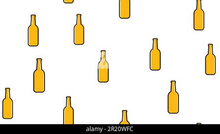 Nahtloses Muster von sich wiederholenden gelben alkoholischen Bierglasflaschen mit Bier schaumiger Hopfenglasmalt Craft Lager auf weißem Hintergrund zum St. Patrick, Ich Stock Vektor