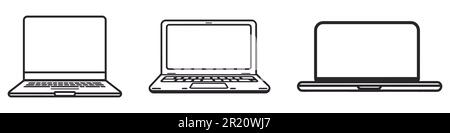 Notebook-Symbolsatz. Vektor des Computersymbols auf weißem Hintergrund. Stock Vektor