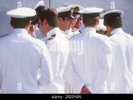 Offiziere von Prinz Andrew und Divisionen von HMS Invincible, 1984 Stockfoto