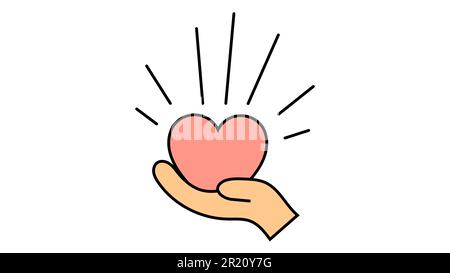 Einfaches flaches Symbol schöne Herzen in den Händen für das Fest der Liebe, Valentinstag oder 8. März. Vektordarstellung. Stock Vektor