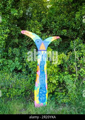 Farbenfrohes Radfahrschild, Route 5, Balmore Walk, Caversham, Reading, Berkshire, England, Großbritannien, GB. Stockfoto