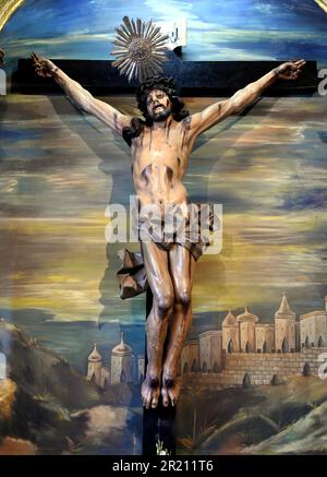 Fotografie im Bom Jesus do Monte, Braga, Portugal, einem religiösen Rückzugsort mit neoklassizistischer Kirche und bewaldeten Gärten am Hügel. Ein Zufluchtsort in Tenoes, außerhalb der Stadt Braga, im Norden Portugals, sein Name bedeutet guter Jesus des Berges. Stockfoto