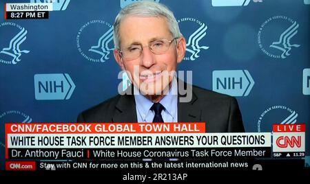 Screenshot von CNN über den aktuellen Stand von Dr. Anthony Fauci zur COVID-19-Pandemie vom 20. März 2020 Stockfoto