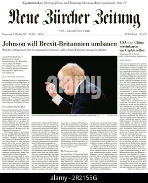 Presseberichterstattung der Konservativen Parteikonferenz 2021, die die Nivellierungspolitik der Regierung Boris Johnson ankündigte Stockfoto