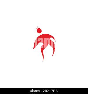 Buchstabe M Feuer, einzigartiger geometrischer Logovektor mit einfachen Symbolen Stock Vektor