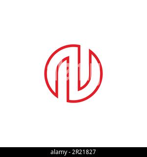 Buchstabe N Kreis, Linie, Neon geometrisches Symbol einfacher Logovektor Stock Vektor