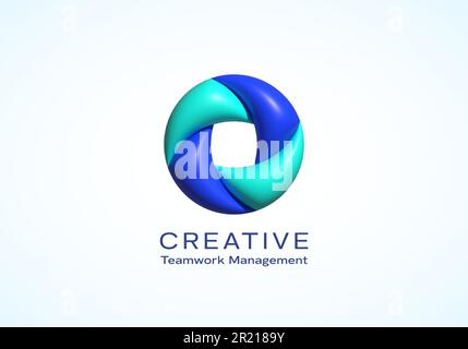 Logovorlage für aufgeblasene 3D-Vektorschleife Kreis abstrakte Vektorvorlage. Modernes Geometry Swirl Schild Isoliert Stock Vektor