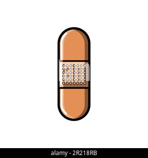 Hygienisch-medizinisches Pflaster zum Versiegeln und Desinfizieren von Wunden und Schnitten Symbol auf weißem Hintergrund. Vektordarstellung. Stock Vektor