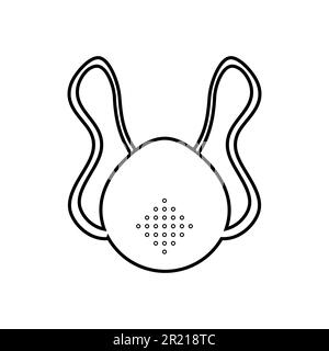 Schwarz-weißes Symbol einer schützenden Gaze Papier medizinische Einweg-Maske mit einem Beatmungsgerät gegen das gefährliche Virus Covid 019 Coronavirus Epidemie Stock Vektor