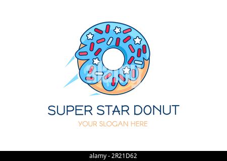 Gebissene glasierte Donut-Logo-Vorlage zur Darstellung isolierter Vektoren. Großes Design-Konzept im Donut-Stil, Unternehmensidentität-Slogan. Konditorei, Bäckerei Stock Vektor