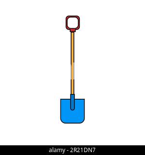 Icon-Konstruktion wunderschöne Schaufeln mit Holzgriff zum Graben des Bodens. Gartenwerkzeuge auf weißem Hintergrund. Vektordarstellung. Stock Vektor