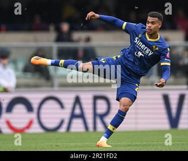 Verona, Italien. 14. Mai 2023. Bentegodi Stadium, 14.05.23 Cyril Ngonge (26 Hellas Verona) während des Spiels der Serie A zwischen Hellas Verona und dem Turin FC im Bentegodi Stadion in Verona, Italia Soccer (Cristiano Mazzi/SPP) Kredit: SPP Sport Press Photo. Alamy Live News Stockfoto