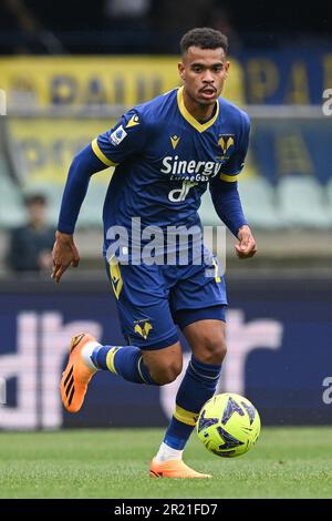 Verona, Italien. 14. Mai 2023. Bentegodi Stadium, 14.05.23 Cyril Ngonge (26 Hellas Verona) während des Spiels der Serie A zwischen Hellas Verona und dem Turin FC im Bentegodi Stadion in Verona, Italia Soccer (Cristiano Mazzi/SPP) Kredit: SPP Sport Press Photo. Alamy Live News Stockfoto