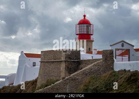 SAGRES, PORTUGAL - 27. FEBRUAR 2023: Festung Sagres in Sagres, Portugal am 27. Februar 2023 Stockfoto