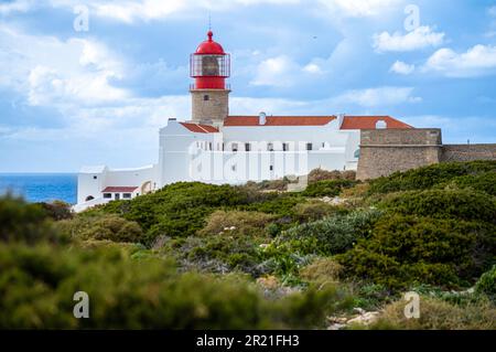 SAGRES, PORTUGAL - 27. FEBRUAR 2023: Festung Sagres in Sagres, Portugal am 27. Februar 2023 Stockfoto