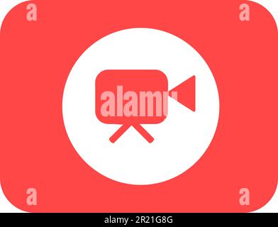 Symbol für das quadratische Silhouettenfeld der Videokamera. Taste Filmaufnahme. Logo für digitalen Camcorder. Abbildung der Filmausrüstung mit dünnen Linien. Multimedia-Kontursym Stock Vektor