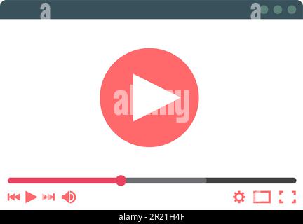 Webvorlage und Elemente für die Websiteform zum Ansehen von Online-Videos auf dem Computer. Movie Player-Formular. Video Player UI UX-Webvorlage Stock Vektor
