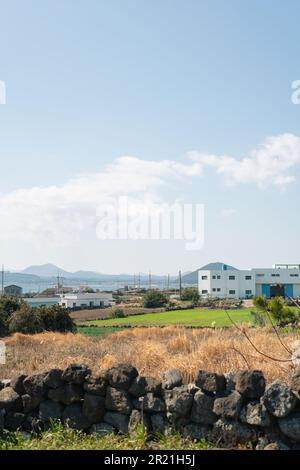 Udo Island olle Trail, Küstendorf auf der Insel Jeju, Korea Stockfoto