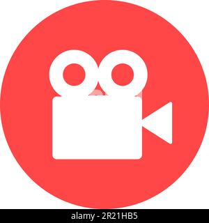 Symbol für das quadratische Silhouettenfeld der Videokamera. Taste Filmaufnahme. Logo für digitalen Camcorder. Abbildung der Filmausrüstung mit dünnen Linien. Multimedia-Kontursym Stock Vektor