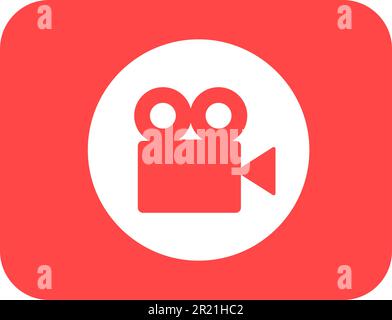 Symbol für das quadratische Silhouettenfeld der Videokamera. Taste Filmaufnahme. Logo für digitalen Camcorder. Abbildung der Filmausrüstung mit dünnen Linien. Multimedia-Kontursym Stock Vektor