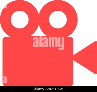 Symbol für das quadratische Silhouettenfeld der Videokamera. Taste Filmaufnahme. Logo für digitalen Camcorder. Abbildung der Filmausrüstung mit dünnen Linien. Multimedia-Kontursym Stock Vektor