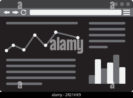 Webvorlage und Elemente für die Website des Blogs und Infografiken auf dem Computer. Seiten-Site oder Artikel-UI UX Web Design Template Stock Vektor