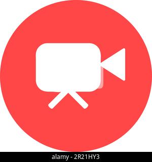 Symbol für das quadratische Silhouettenfeld der Videokamera. Taste Filmaufnahme. Logo für digitalen Camcorder. Abbildung der Filmausrüstung mit dünnen Linien. Multimedia-Kontursym Stock Vektor