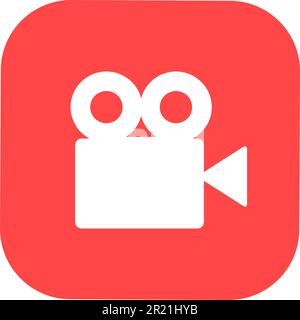 Symbol für das quadratische Silhouettenfeld der Videokamera. Taste Filmaufnahme. Logo für digitalen Camcorder. Abbildung der Filmausrüstung mit dünnen Linien. Multimedia-Kontursym Stock Vektor