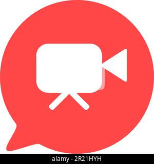 Symbol für das quadratische Silhouettenfeld der Videokamera. Taste Filmaufnahme. Logo für digitalen Camcorder. Abbildung der Filmausrüstung mit dünnen Linien. Multimedia-Kontursym Stock Vektor