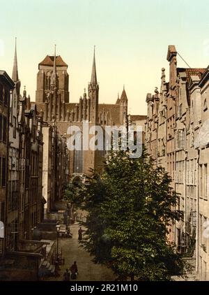 Frauengasse in Danzig, Westpreußen, früher Deutschland, heute Danzig in Polen, Historischer Fotodruck aus der 1890er / die Frauengasse in Danzig, Westpreußen, früher Deutschland, heute Danzig in Polen, Historisch, Photochromdruck aus den 1890er-Jahren Stockfoto