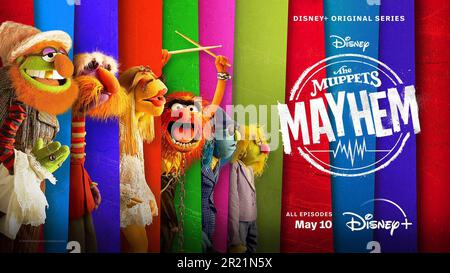 Das Poster der Muppets-Mayhem-tv-Show Stockfoto