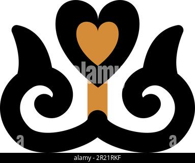 Luxuriöses Symbol abstraktes Herz mit Locken aus Kletterpflanzen, in einem Element gewebt. Geheimes heiliges Vektorzeichen isoliert auf weißem Hintergrund Stock Vektor