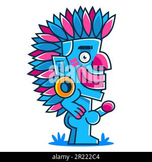 Die komische Karikatur. Lustiger Afrikanischer Papuan. Zeichentrickfilm. Vektor. Travestie-Cartoon. Zeichen. Isolierte Objekte. Stock Vektor