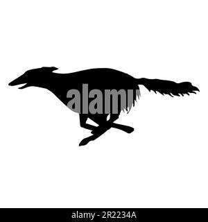 Von Hand gezeichnete russische Borzoi-Hundesilhouette isoliert auf weißem Hintergrund Stock Vektor