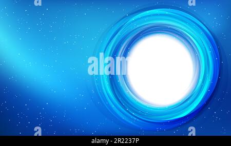 Abstrakter sternförmiger dunkelblauer Hintergrund mit rundem Rahmen mit Kopierbereich, Vektordarstellung. Stock Vektor