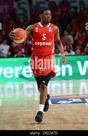 München, Deutschland. 16. Mai 2023. Basketball: Bundesliga, FC Bayern München - BG Göttingen, Meisterschaftsrunde, Viertelfinale, Spieltag 1, Audi Dome. Bayerns Cassius Winston in Aktion. Kredit: Angelika Warmuth/dpa/Alamy Live News Stockfoto