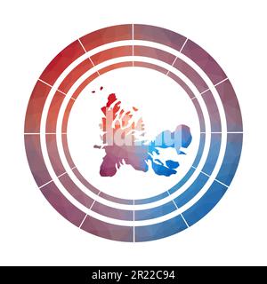 TAAF-Emblem. Leuchtendes, abgestuftes Landlogo in niedriger Poly-Optik. Mehrfarbiges, abgerundetes TAAF-Schild mit Karte im geometrischen Stil für Ihre Infografiken. Stock Vektor