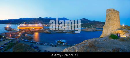 Die Fähre sah frome, die Pietra-Insel, Frankreich, Korsika, Ile Rousse Stockfoto