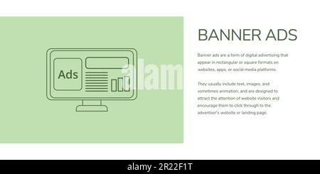 Bannerwerbung Vektor auf weißem und grünem Hintergrund. Elegantes Banner mit grünem Text und Symbol für Unternehmen und Marketing Stock Vektor