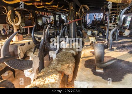 CHIANG RAI, THAILAND - 30. NOVEMBER 2019: Ausstellungen des Baan Dam Museum (Schwarzes Haus) in der Provinz Chiang Rai, Thailand Stockfoto