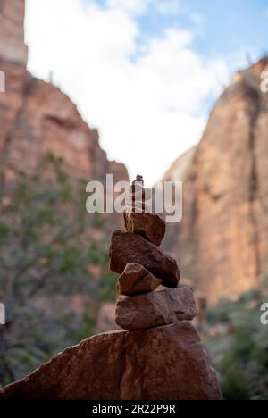 Stacking Rocks im Zion-Nationalpark Arizona Stockfoto