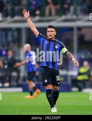 Mailand, Italien. 16. Mai 2023. Mailand, Italien, Mai 16. 2023: Lautaro Martinez (10 Inter) während des Halbfinalspiels der UEFA Champions League zwischen Inter und Mailand im Stadio San Siro in Mailand, Italien. (Daniela Porcelli/SPP) Kredit: SPP Sport Press Photo. Alamy Live News Stockfoto