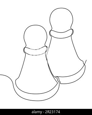 Eine durchgehende Reihe von Bauern, Schachfiguren. Vektorkonzept für dünne Linien zur Darstellung von Pawn. Kontur Zeichnen kreativer Ideen. Stock Vektor