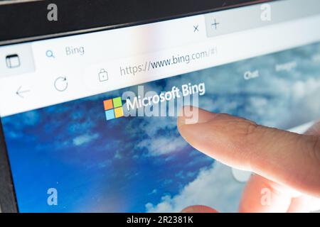 Bangkok, Thailand - 18. April 2023 : Microsoft Bing ist eine Internet-Suchmaschine im Besitz von Microsoft. Stockfoto