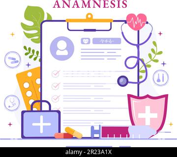 Anamnese System Vector Illustration for Information about the disease and Healthcare Database in Flat Cartoon handgezeichnete Landing Page Templates Stock Vektor