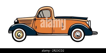 Vektorgrafik mit Seitenansicht im Retro-Fahrzeug Stock Vektor