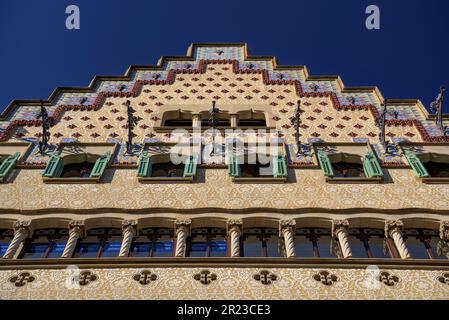 Fassade des Casa Amatller House, ein Meisterwerk von Josep Puig i Cadafalch in der Passeig de Gracia Avenue (Barcelona, Katalonien, Spanien) Stockfoto