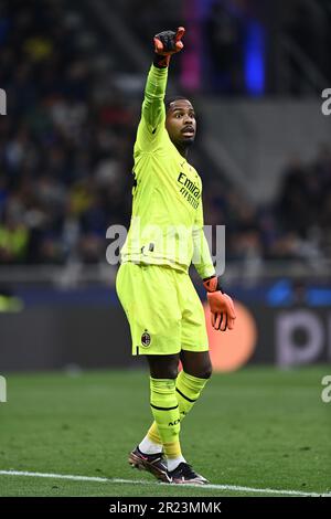 Während des Spiels der UEFA Champions League 2022 2023 zwischen der Inter 1-0 Mailand im Giuseppe Meazza Stadion am 16. Mai 2023 in Mailand, Italien. Kredit: Maurizio Borsari/AFLO/Alamy Live News Stockfoto